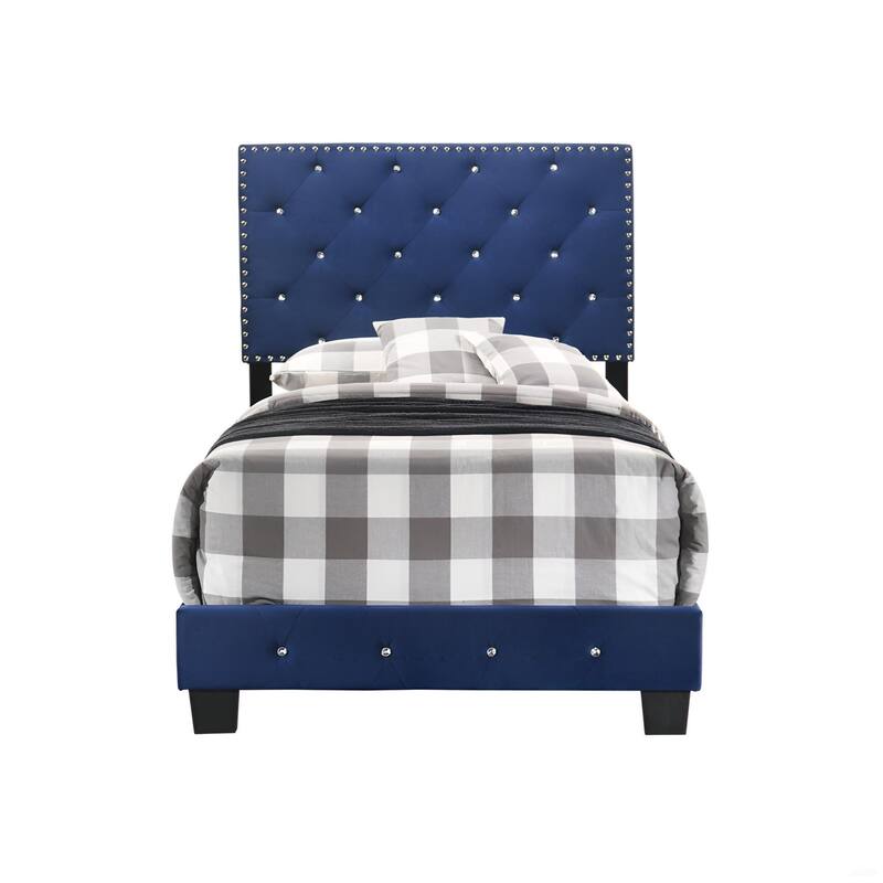 Navy Blue Twin Bed with Robust Frame