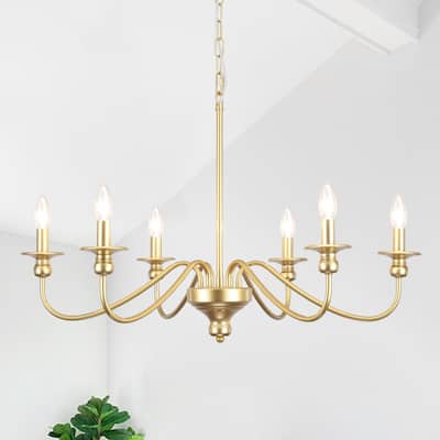 6-Light Modern Candlestick Hanging Linear Chandelier Lighting for Kitchen Island