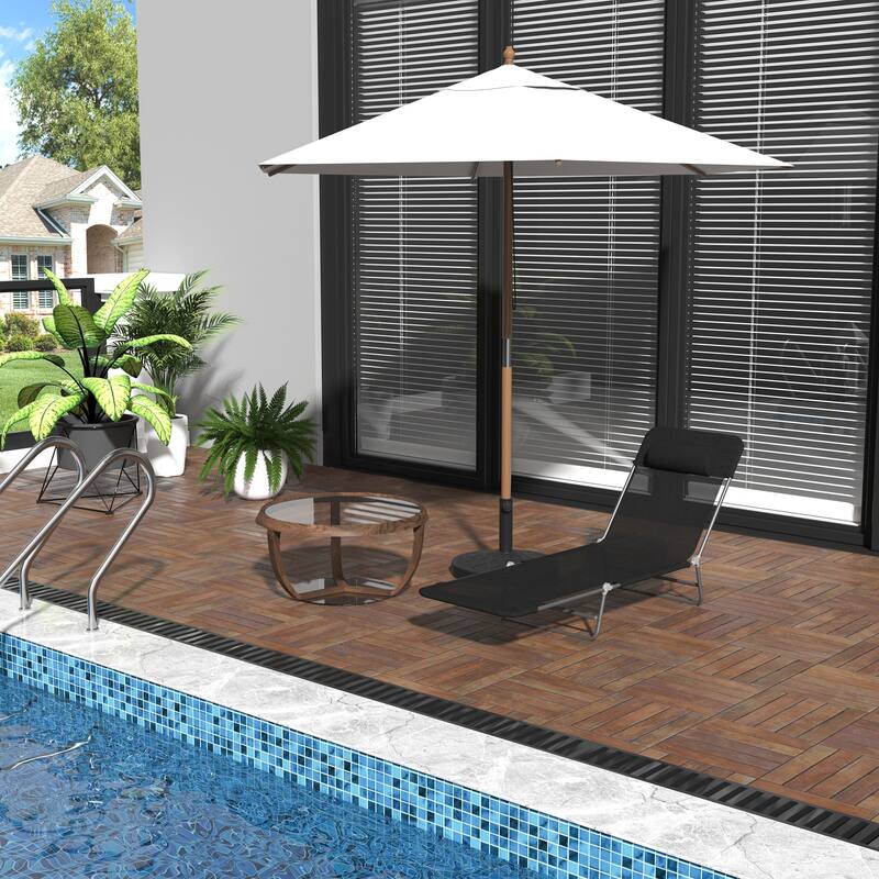 GDFStudio Outdoor Lysandra Steel Mesh Adjustable Pool Lounge Chair