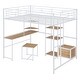 preview thumbnail 11 of 18, White Full Metal Wood Loft Bed with Desk & Shelves