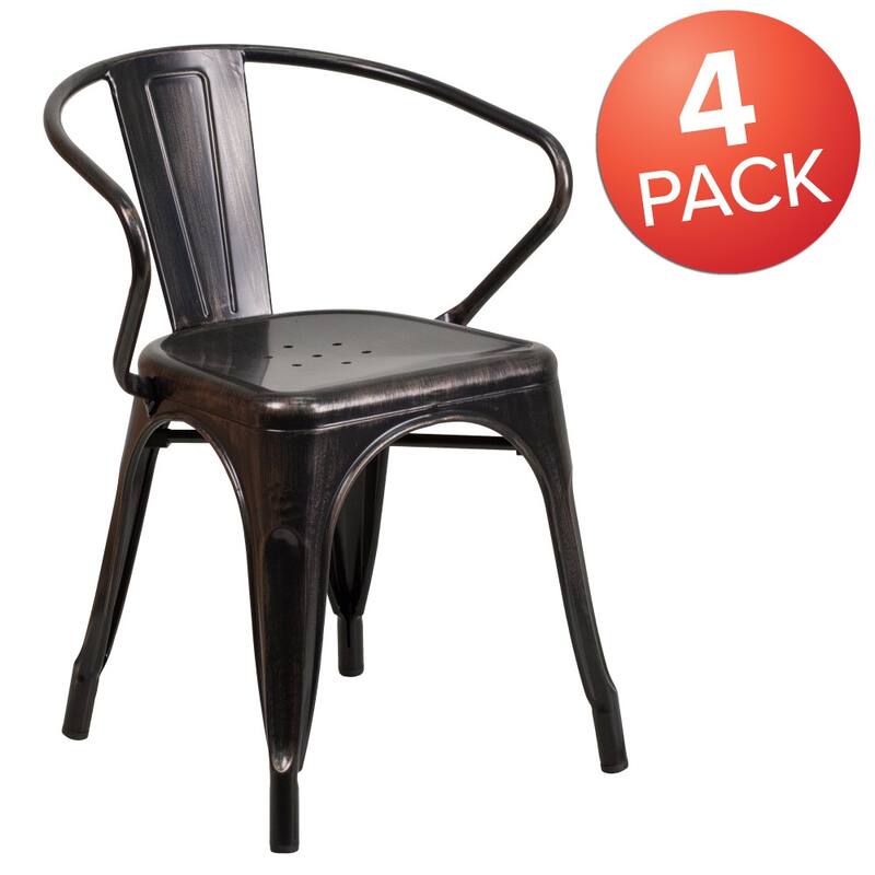 4 Pack Metal Indoor-Outdoor Chair with Arms