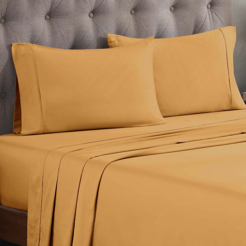 Superior Egyptian Cotton 300 Thread Count Solid Deep Pocket Sheet Set - Split King - Gold