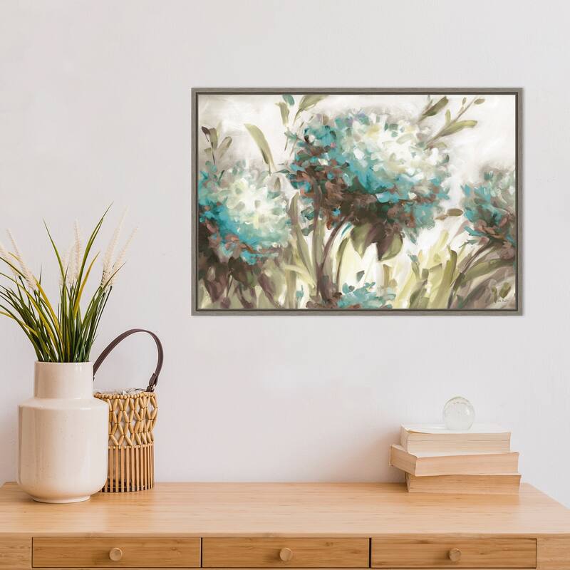 Hydrangea Field Neutral by Lisa Audit Framed Canvas Art