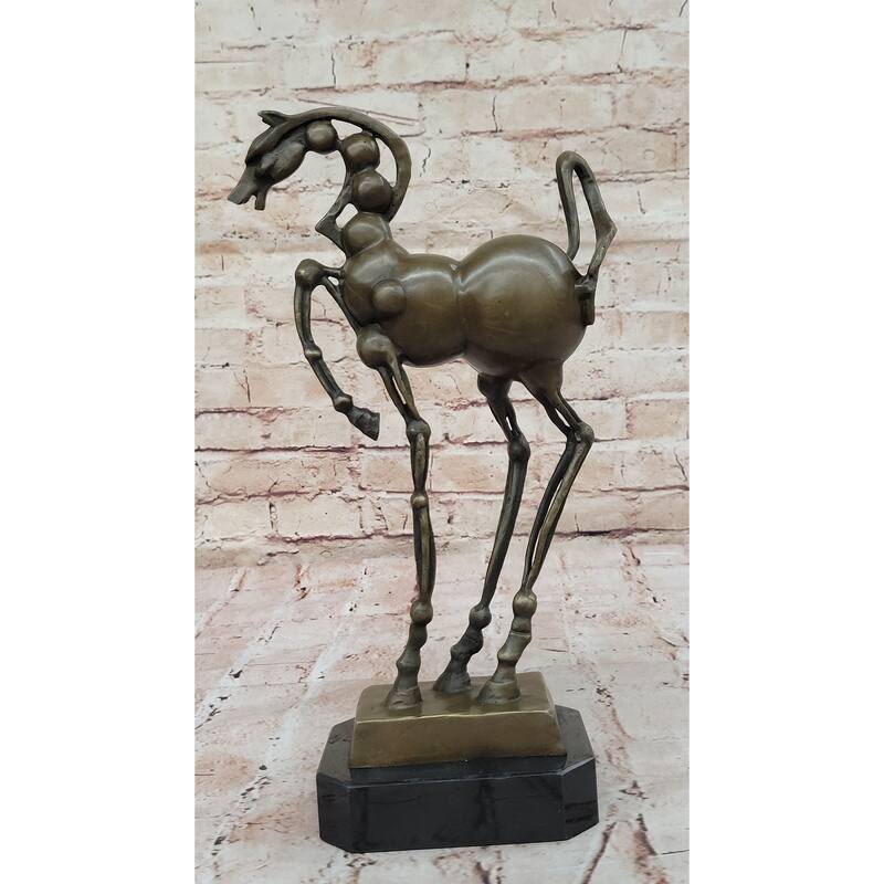 Surreal Abstract Imitative Horse Sculpture – Modern Equestrian Art On Marble Base After Salvador Dali