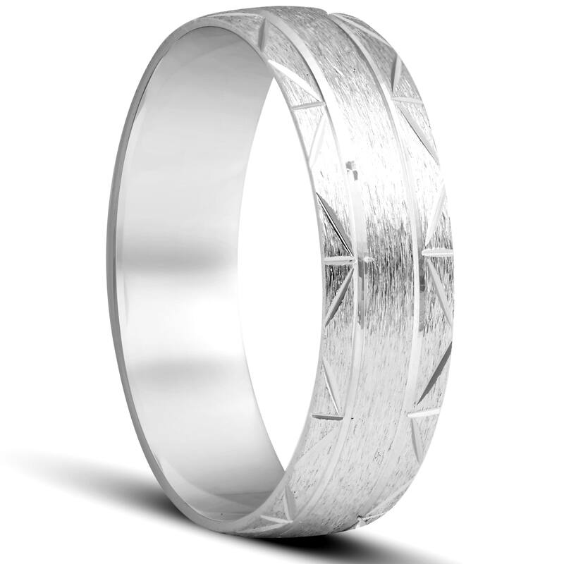 Brushed Wedding Band White Gold