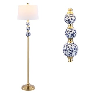 Aveiro 62.5" Classic Iron LED Floor Lamp, Transitional Gold with Blue and White by JONATHAN Y