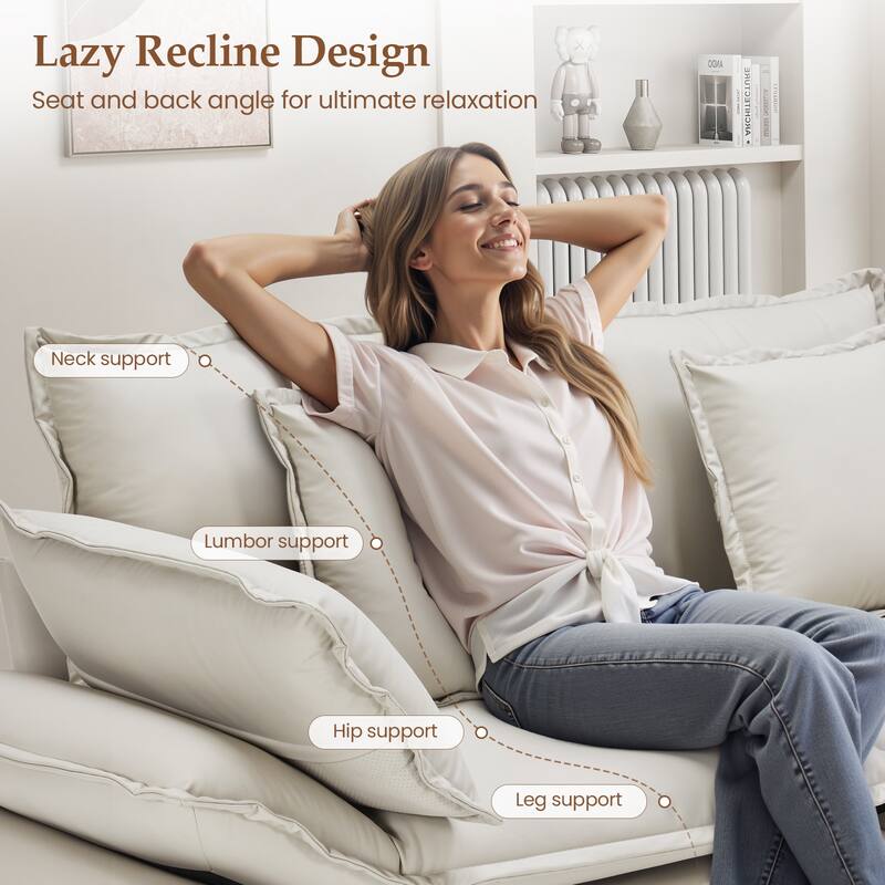 Pocassy Faux Leather Sectional Sofa Modular Couch Oversized Sofa