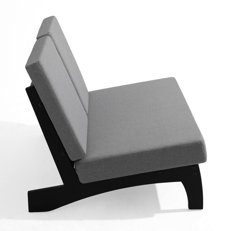 2-Piece Outdoor Teak Wood Loveseat Patio Set with Side Table