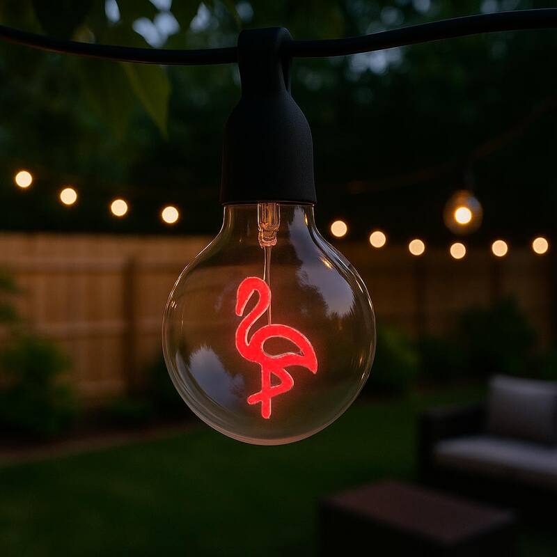 Festive Living LED Flamingo Decorative Filament Bulb G80 Globe E26 Base 1W Clear Glass 1pk