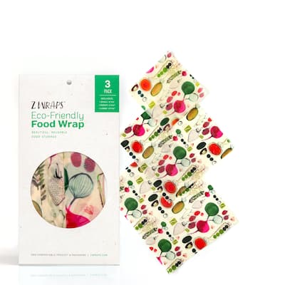 Z Wraps 3-Pack Reusable Beeswax Food Wrap and Food Storage Saver