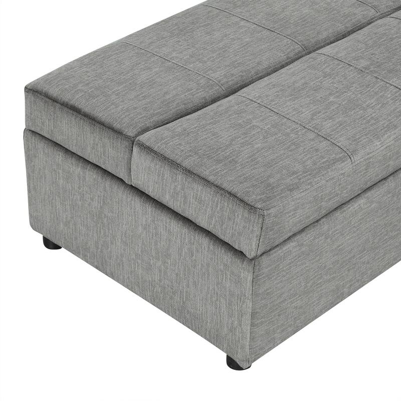 Twin Size Folding Ottoman Sleeper Bed with Mattress, Dark Gray, Chenille