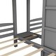 preview thumbnail 9 of 9, Twin Over Twin Over Twin Bunk Bed for 3 Kids, Pine Wood Triple Bunk Bed Frame with Built-in Staircase and Storage Drawer, Gray
