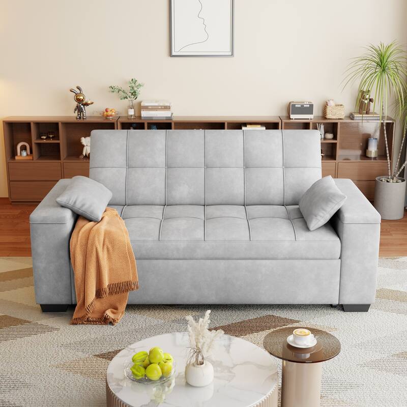 3 in 1 Convertible Sofa Bed Futon Couches with Reclining Backrest, Loveseat Sleeper Sofabed with Pull Out Couch