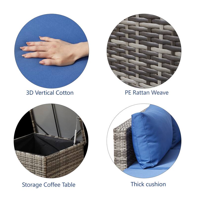 Polyethylene (PE) Wicker 7 - Person Seating Group with Cushions