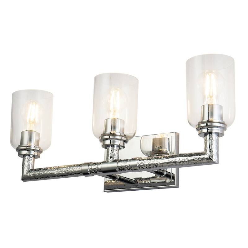 3 Light Hammered Bath Bar in Chrome