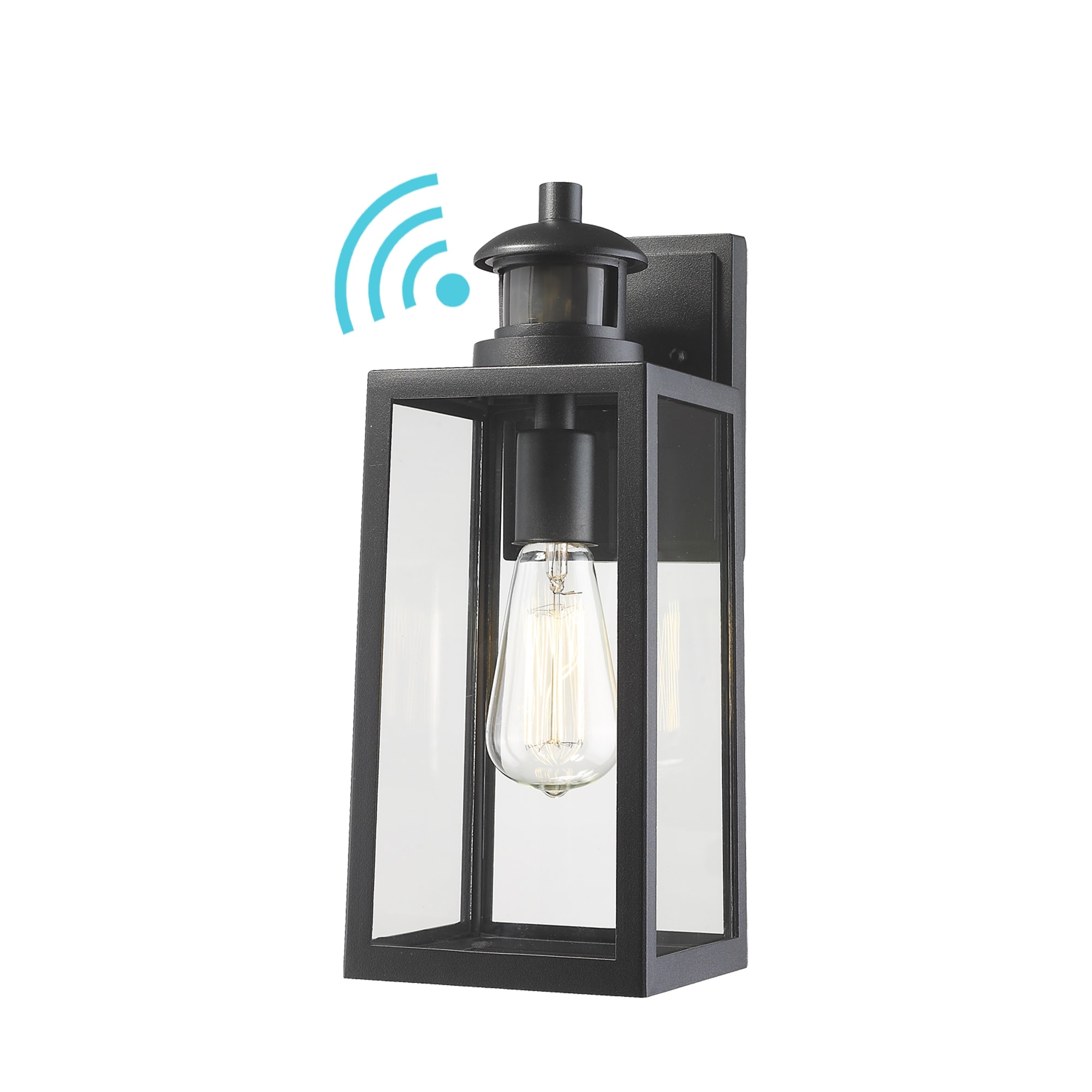 Motion Sensor and Dusk to Dawn Outdoor Wall Sconce,Dusk to Dawn Sensor Outdoor Lights Matte Black Finish with Clear Glass Shade