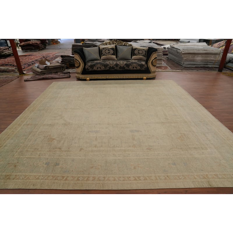 Hand Knotted Traditional Wool Beige Geometric Area Rug - 11' 7'' X 11' 11''