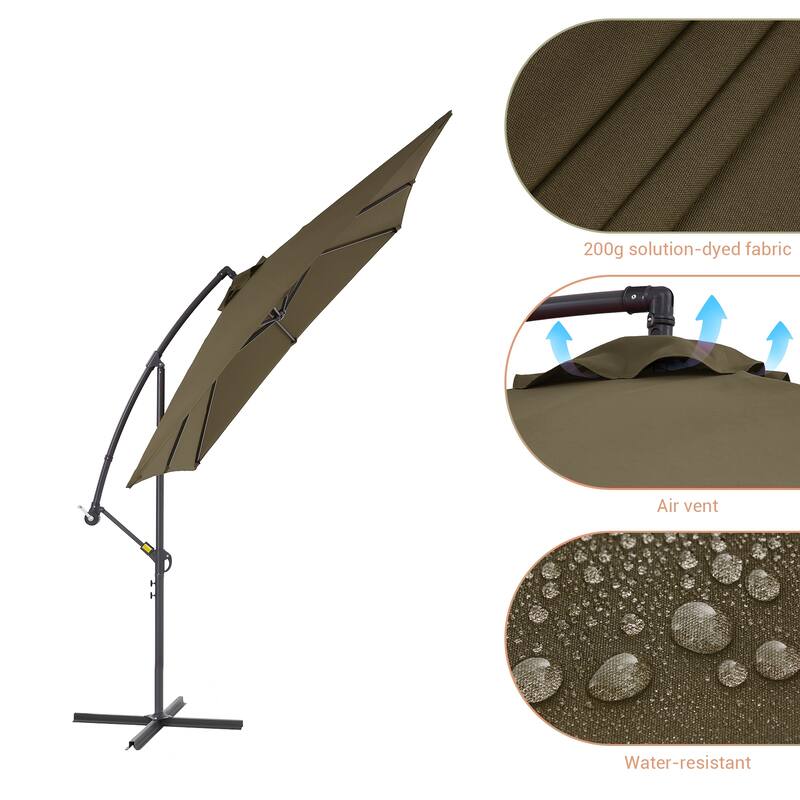 LIVOOSUN 8.2x8.2ft Offset Patio Umbrella Hanging Umbrella w/Steel Ribs