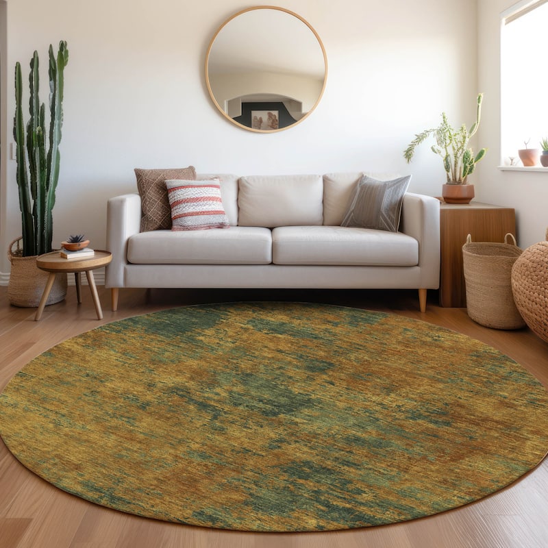 Machine Washable Indoor/ Outdoor Abstract Ombre Chantille Rug - Copper - 8' x 8'
