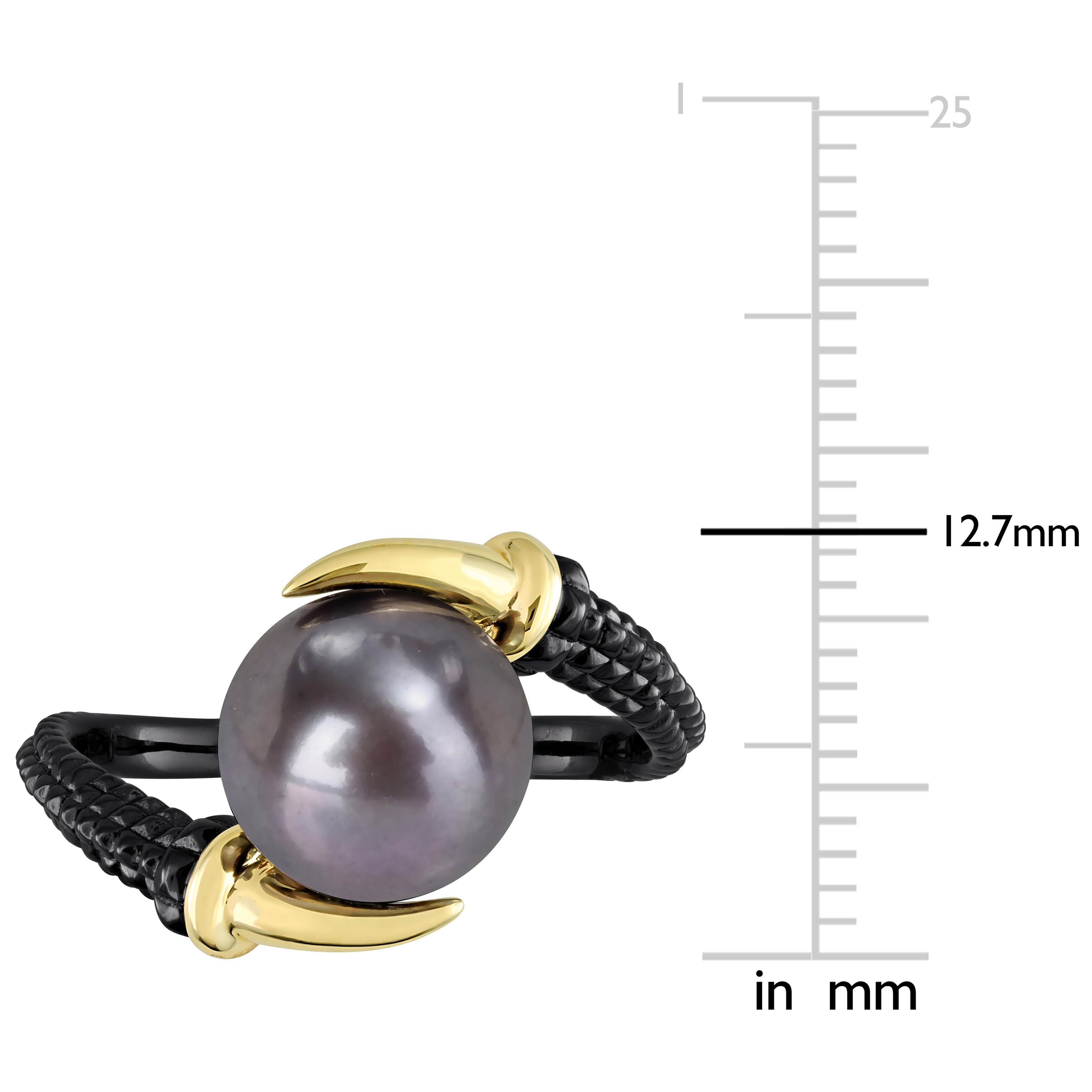Miadora Mens mm Black Cultured Freshwater Pearl Ring in