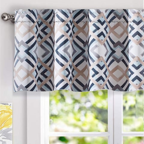 DriftAway Diamond Watercolor Geo Checker Plaid Pattern Window Valance