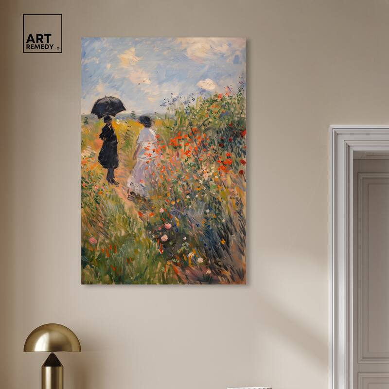 Art Remedy A Stroll Through The Flowers Gallery Wrapped Impressionism 1 Piece Canvas Wall Art