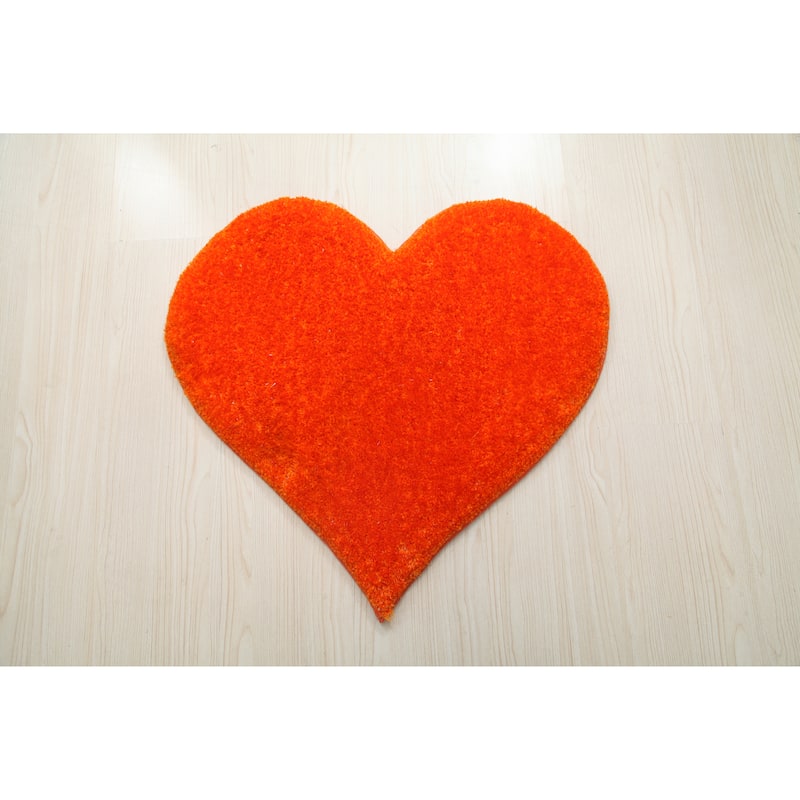 Hearts Collection Hand Woven Shag Area Rug - 24" x 24" - Orange