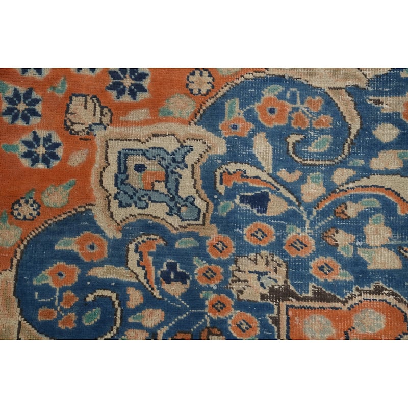 Hand Knotted Oriental 100% Wool Carpet Traditional Floral Oranges & Rust Mashad Area Rug - 12' 5'' X 9' 7''