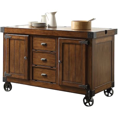 Kitchen Cart with 3 Drawers in Antique Tobacco