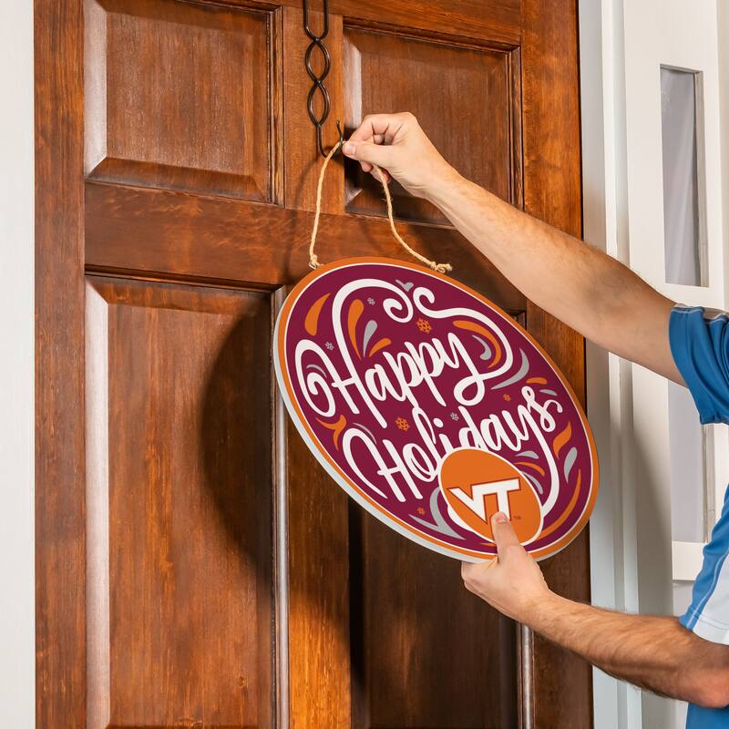 Virginia Tech 18" x 18" Happy Holidays Door Décor Wall Sign - 18" x 18"