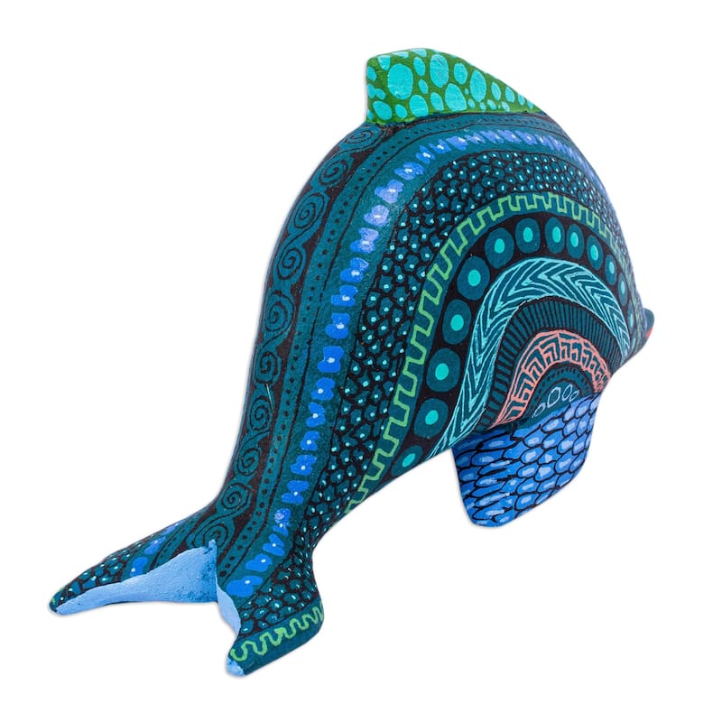 Novica Handmade Ocean Dolphin Wood Alebrije Sculpture