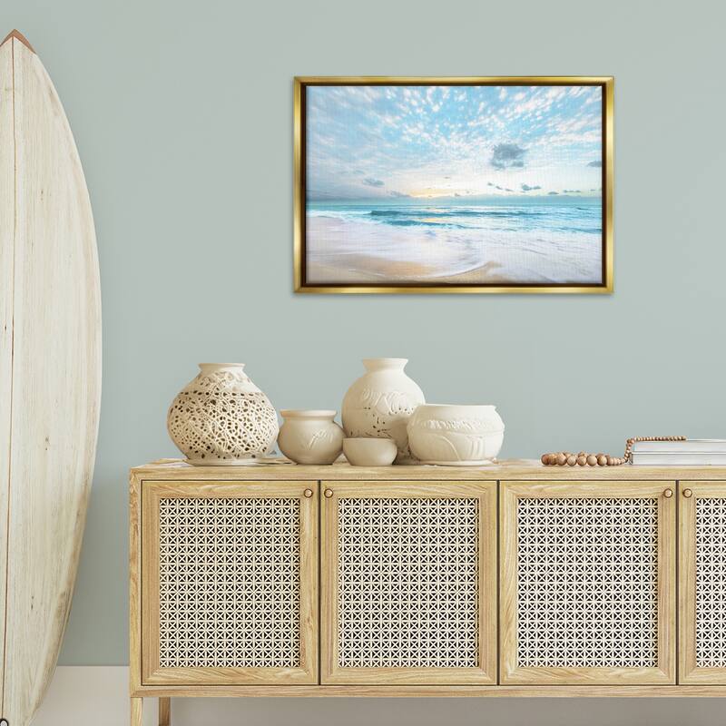 Stupell Sun Bleached Ocean Shore Framed Floater Canvas Wall Art Design By Danita Delimont