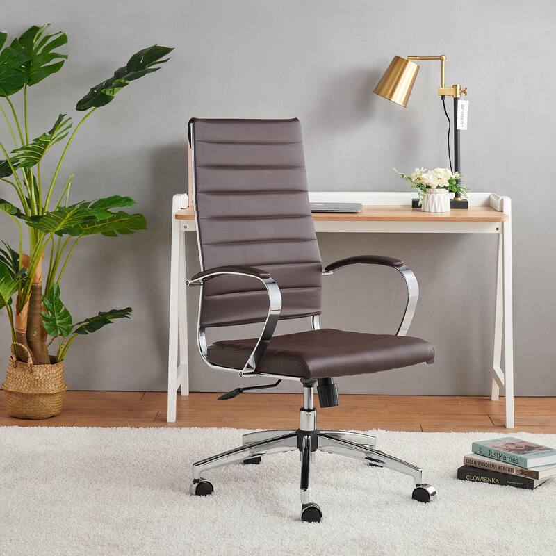 LUXMOD® Office Chair Faux Leather Silver Frame Adjustable and Swivel