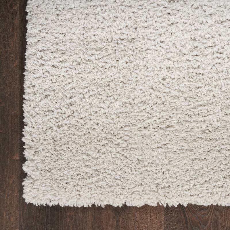 Nourison Modern Shag Indoor only Grey Solid Area Rug - Silver - 5' 3" x 7' - Rectangle