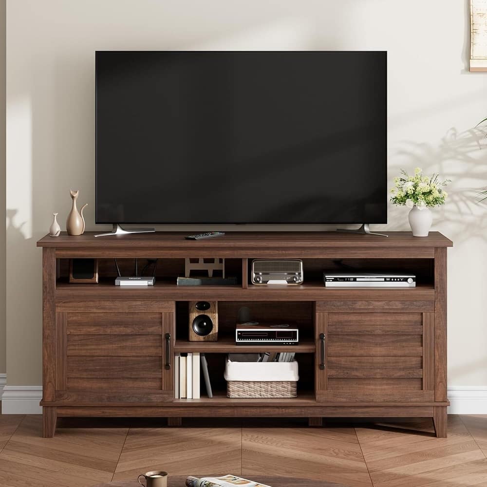 63 in TV Entertainment Center with Adjustable Shelves Stand for Living Room, Bedroom - N/A