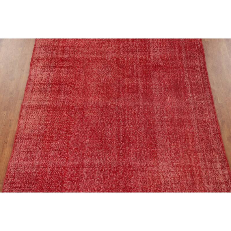 Anatolian Turkish Rug Hand-Knotted Distressed Over-Dyed Wool Carpet - 7'0" x 10'1"