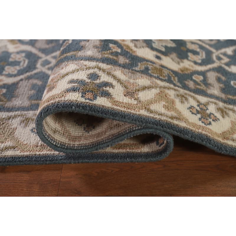 Blue Oushak Oriental Runner Rug Handmade Wool Carpet - 2'6"x 11'10"