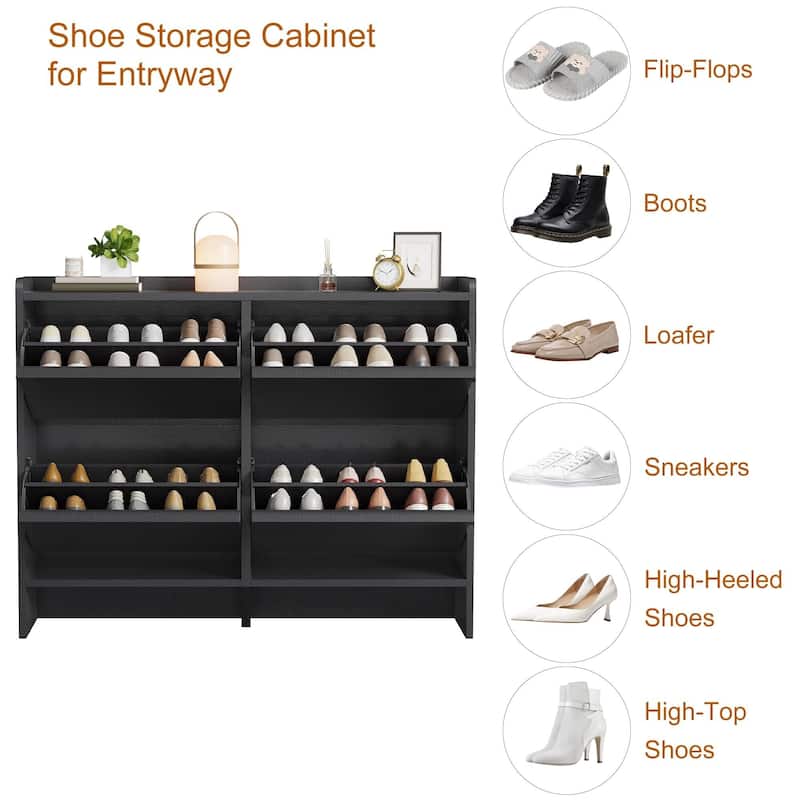 Drawer Wooden Shoe Cabinet with Adjustable Shelves