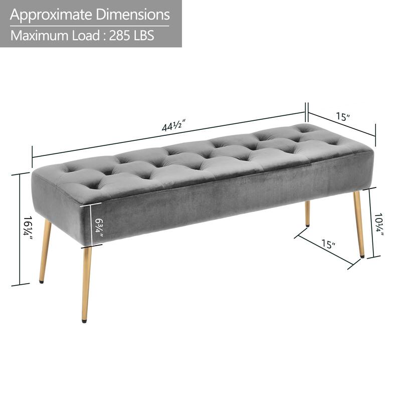 Modern 44" Length Button Tufted Bench