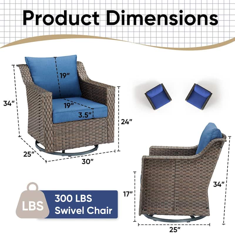 Pocassy Outdoor Chair with Comfortable Cushion Set of 2