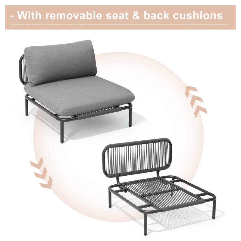 Outdoor Cushioned Sectional Sofa Chat Set Patio Furniture Conversation Set, Free Combination