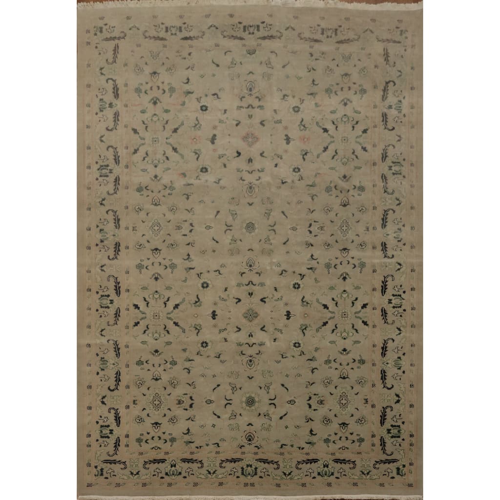 Hand Knotted Oriental 100% Wool Carpet Traditional All-Over Beige & Ivories Ziegler Area Rug - 8' 9'' X 6' 1''