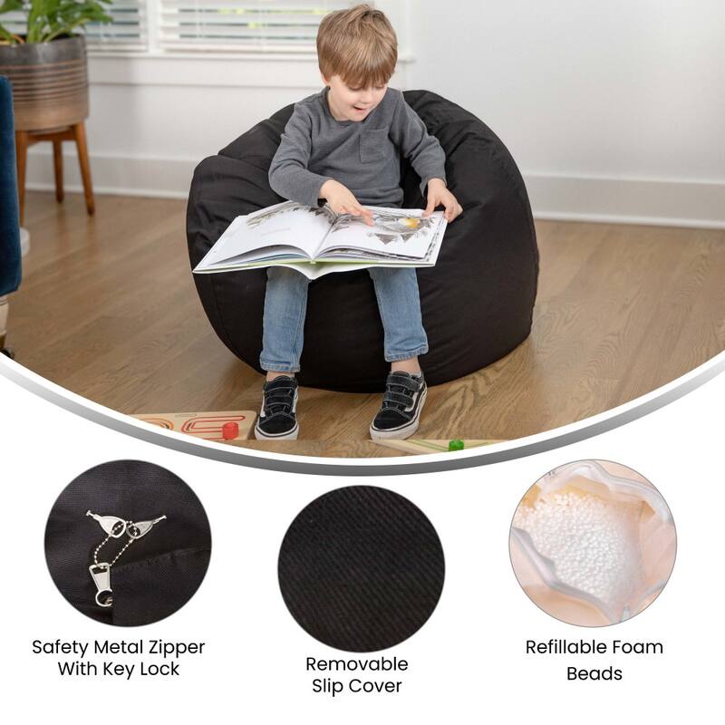 Small Refillable Bean Bag Chair for Kids and Teens