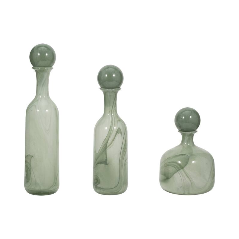 Sagebrook Home Modern Glass Vases with Artistic Swirl Design, Elegant Decorative Accent Set of 3