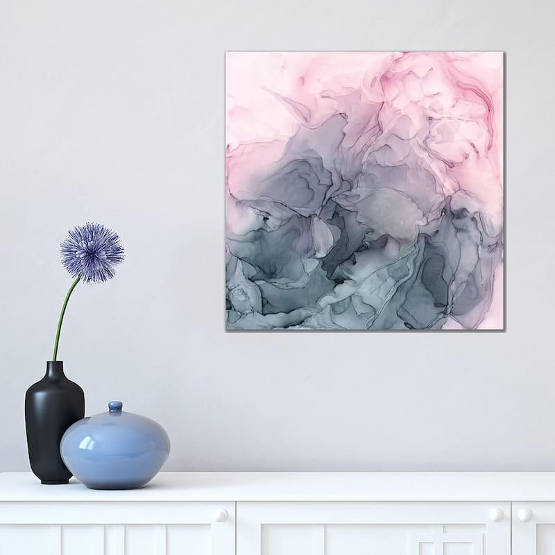 iCanvas "Blush & Paynes Gray Flowing Abstract" by Elizabeth Karlson Canvas Print - 18x18x1.5