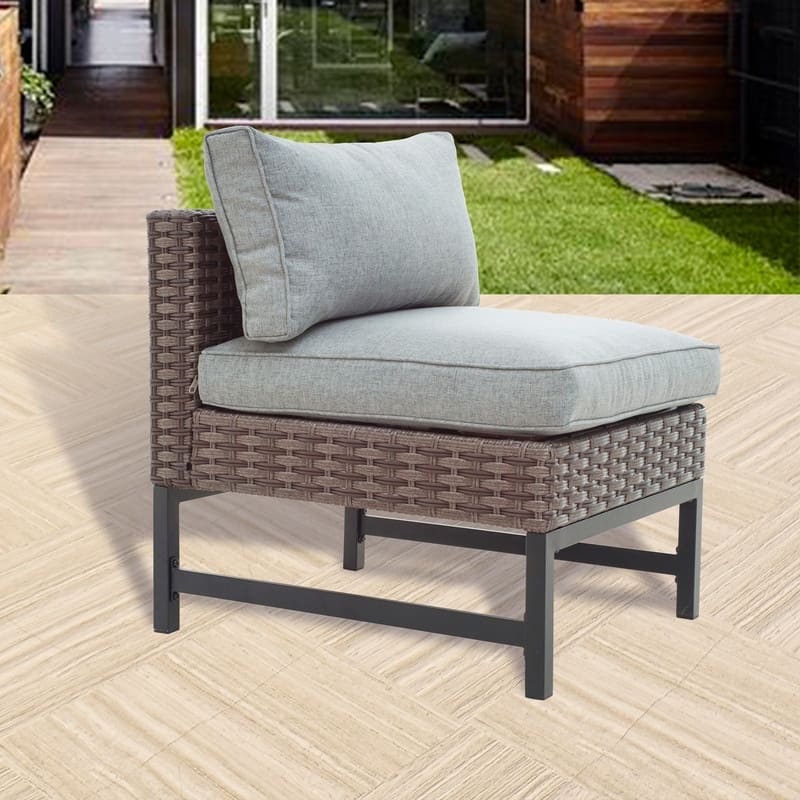 Patio Festival Right-Angle Outdoor Armless Chair with Cushions