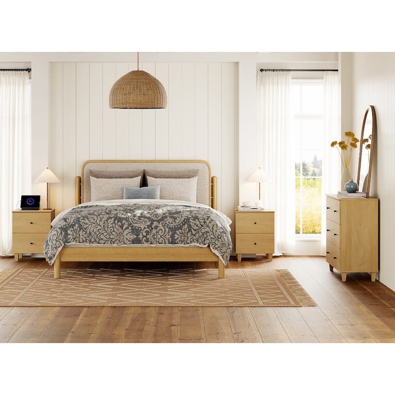 WAMPAT 3-Drawer Dresser and Nightstands Set of 3 for Bedroom