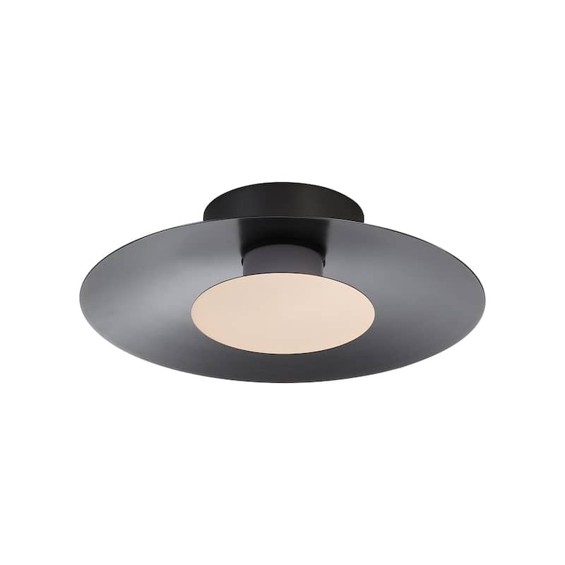 Luma LED Flush Mount - 12" in Graphite with French Gold Shade - Gray