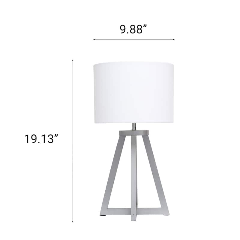 Wood Tripod Table Lamp with Drum Shade for Bedroom Decor - 9.75 x 9.75 x 19 in. (L x W x H)