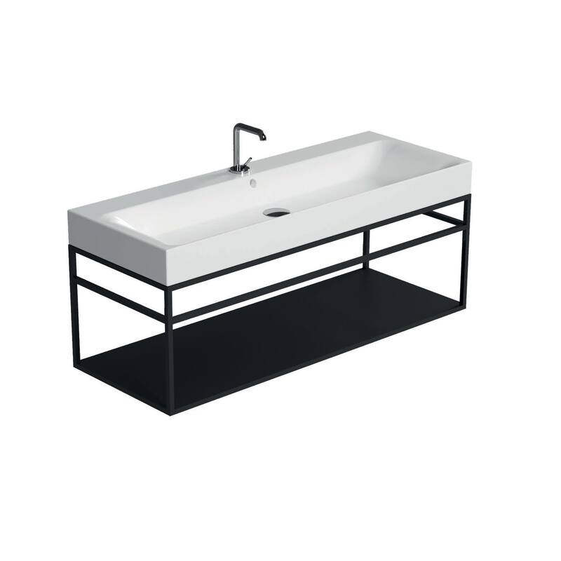 WS Bath Collections 3583+9251.31 Cento 39-3/8" Rectangular Metal and - Glossy White / Matte Black